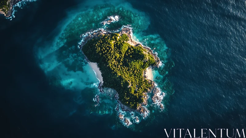Aerial Verdant Island Archipelago With Ethereal Turquoise Waters.
