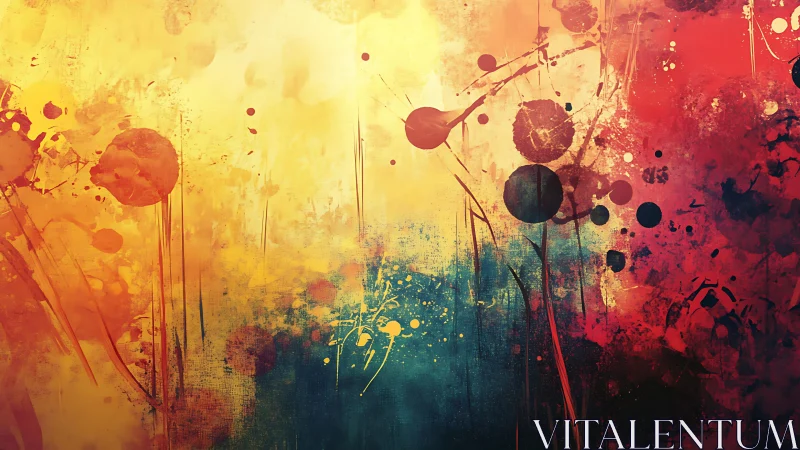 Vibrant Abstract Art With Colorful Paint Splatters and Strokes.