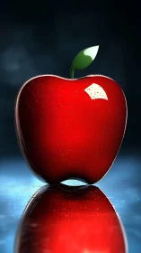 Glistening red apple stands tall with a sleek glassy shine