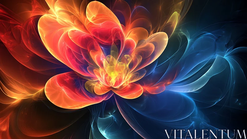 Vibrant abstract flower of glowing multicolor light petals