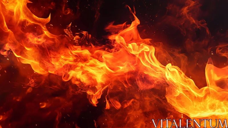 Vivid Flames in Motion Against a Dark Background, Abstract Style.