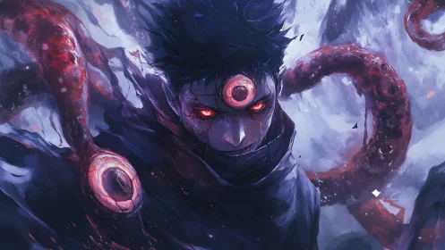 Monstrous humanoid with central cranial eye and bloodied tentacles