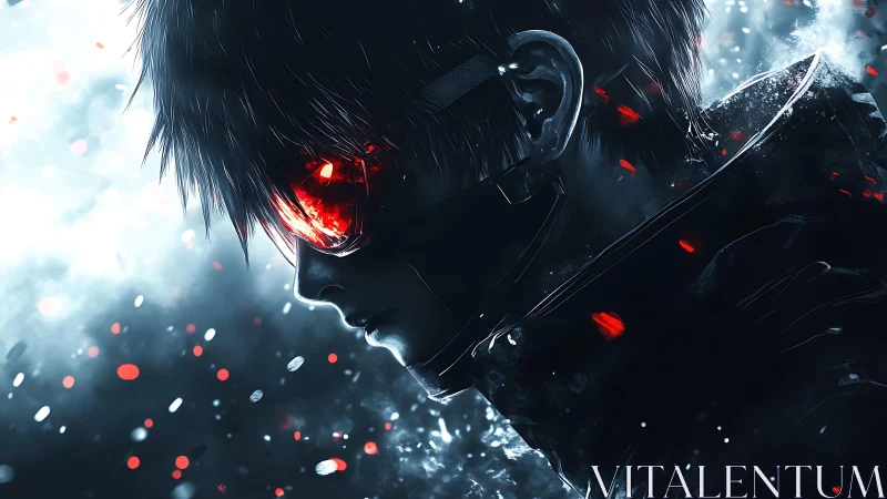 Cybernetic profile portrait with red optical augmentations