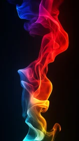 Chromatic smoke ribbon twisting across deep black void.