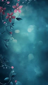 Luminous Botanical Dance: Teal Dreams Unfold.