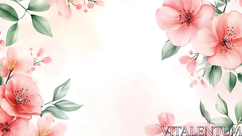 Blossoms Dance: Pink Watercolor Florals in Serene Harmony