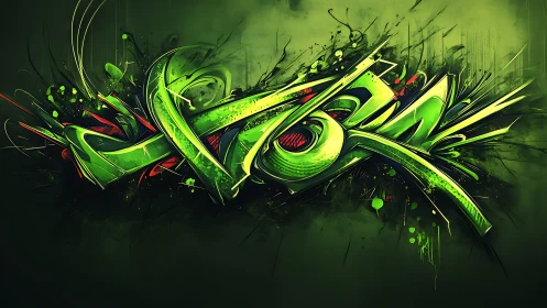 Neon jungle letters explode into a swirling green storm of light