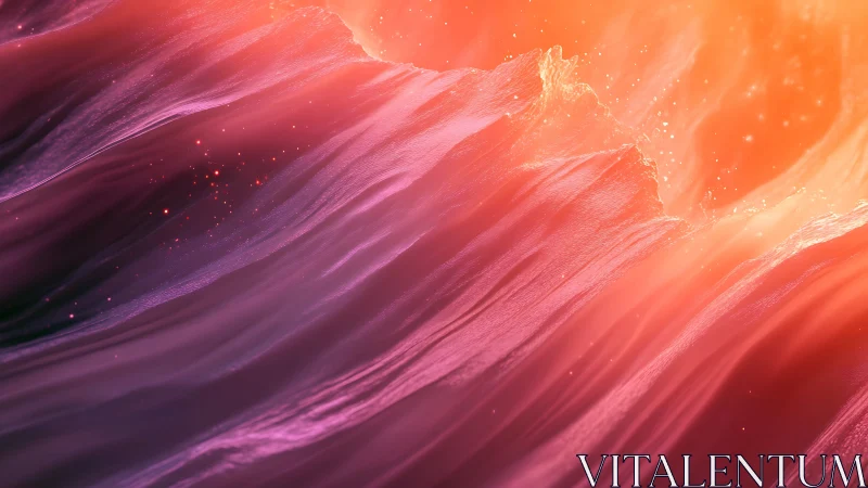 Sunlit coral waves rise like molten silk in radiant motion