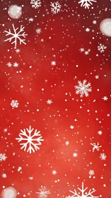 Cozy red winter backdrop with softly falling snowflakes.