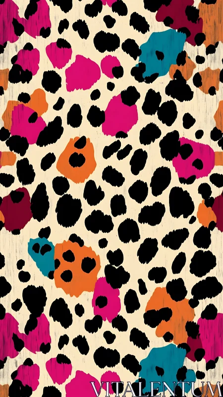 Multicolor abstract leopard print with bold brushstroke rosettes