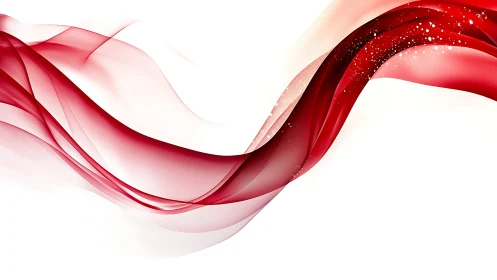 Red translucent wave ribbons over white background.