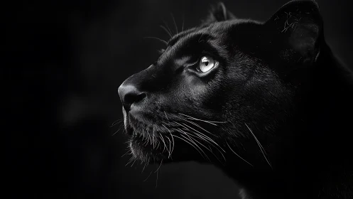 Black Panther Profile Study in Monochromatic Lighting.