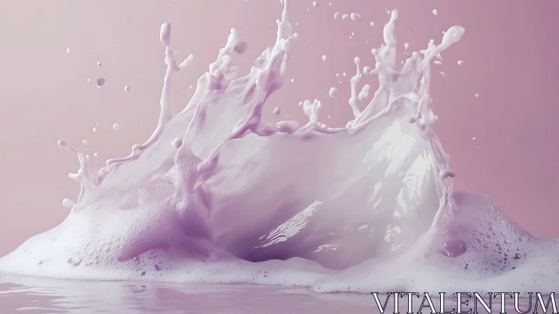 Pink liquid splash dynamics against uniform pastel backdrop.