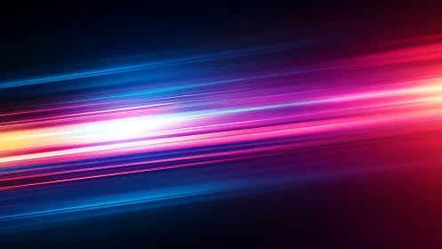 Diagonal neon light trails render dynamic chromatic motion