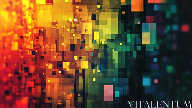 Warm pixelated lightscape blending sunset reds and greens.