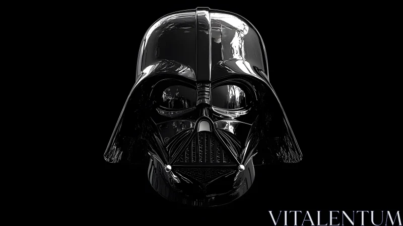 Darth Vader helmet in dramatic lighting, high-contrast digital art.