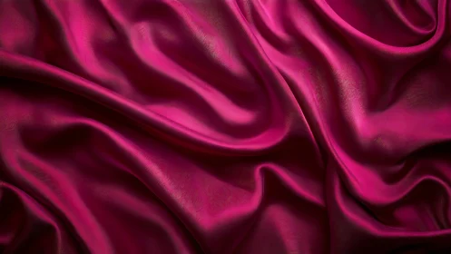 Magenta satin fabric with deep directional folds and light reflections.