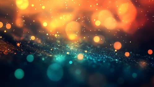 Abstract bokeh lights with sparkling glitter in vibrant colors.