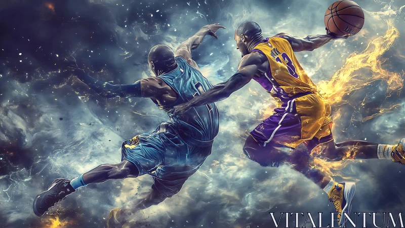 Digital rendering shows two basketball players in midair