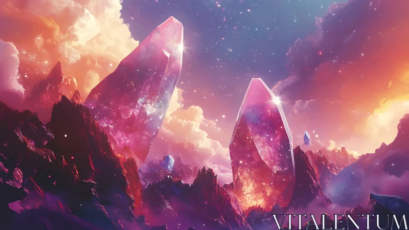 Vibrant alien landscape with towering luminous crystals.