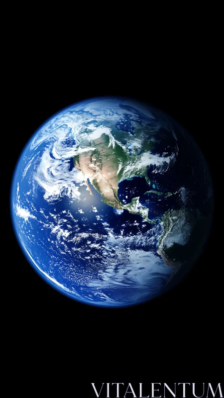Photorealistic Earth sphere against deep negative space backdrop.