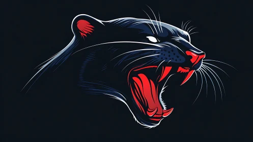 Fierce Panther Roar: Bold Black Cat Art.