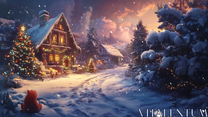 Fox in the Frostglow: Storybook Christmas Cottage Dream.