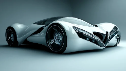 Futuristic aerodynamic concept car with glossy parametric bodywork
