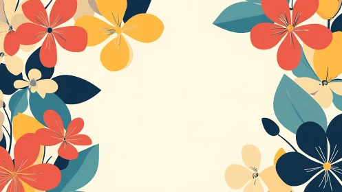 Geometric Blooms Dance Across Cream Canvas With Vibrant Retro Spirit