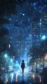 Midnight rain teaches neon towers how to quietly dream