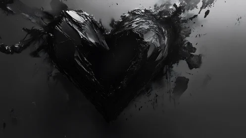 Dark Heart Form Emerges From Dramatic Brushstroke.