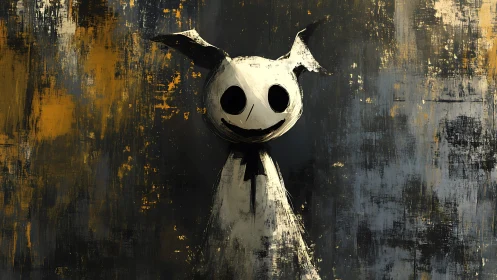 Creepy ghost figure with hollow eyes on grunge backdrop