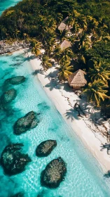 Tropical Paradise Beach Resort Aerial View. Crystal Waters.