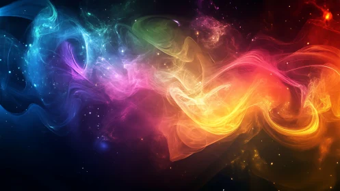 Chromatic nebula streams with luminous spectral motion.