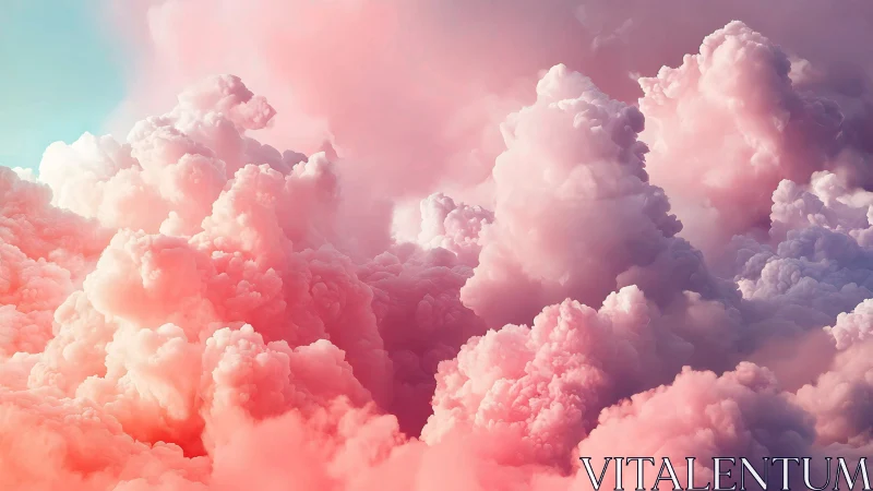 Pastel cumulus cloudscape renders ethereal volumetric depth