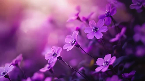 Purple flowers in soft focus with shallow depth of field.
