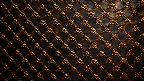 Burnished leather lattice glows with warm metallic texture