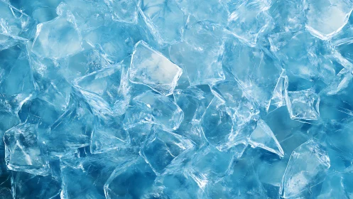 Shattered sky-blue glaciers mingle in a crystalline tumble