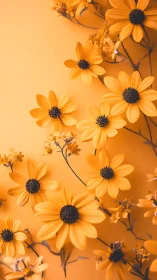Golden Daisies Against Warm Monochromatic Background