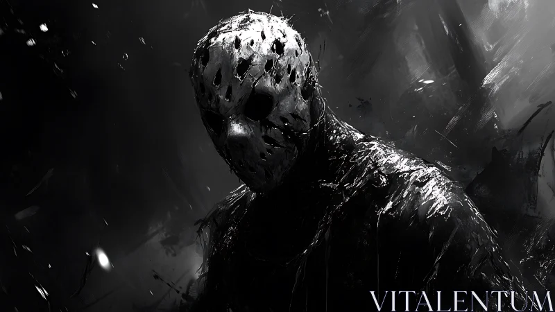 Midnight slasher emerges from ink-drenched shadow storm.