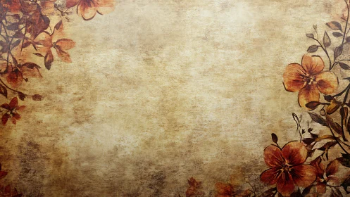 Warm vintage floral frame with softly weathered texture.