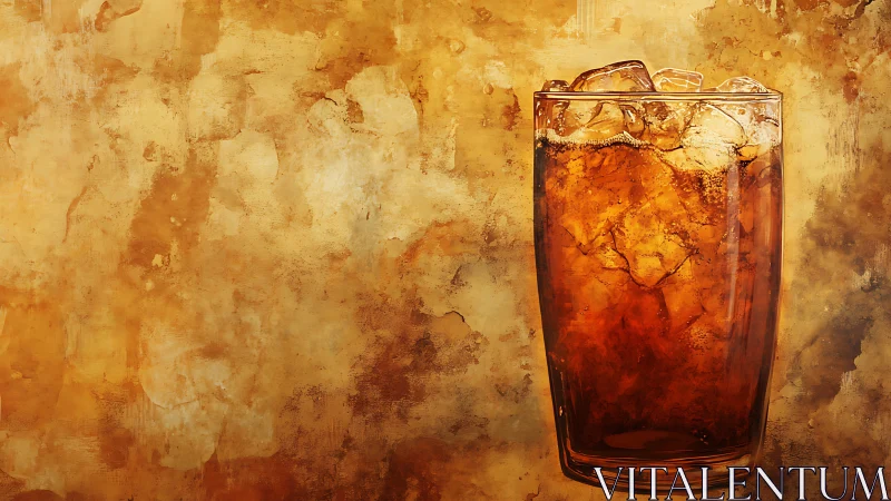 Refreshing Cola Drink with Ice Cubes in Warm Light