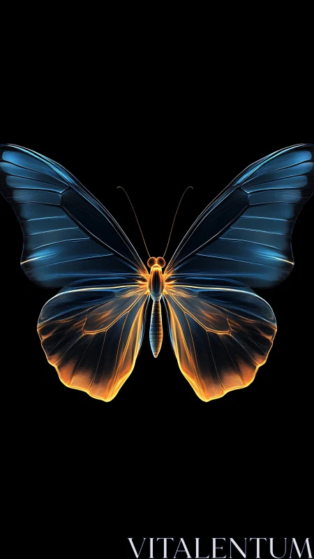 Bilateral luminous butterfly illustration shows gradient wing glow