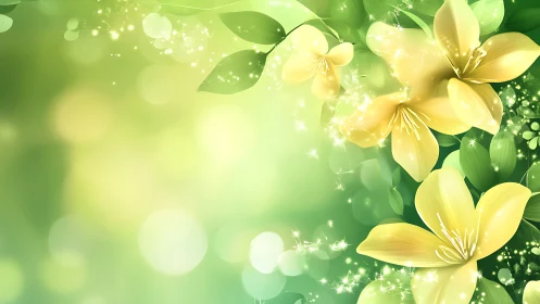 Yellow Flowers in Luminous Green Garden Backdrop