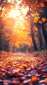 Golden Hour Forest Path: Where Autumn Light Glows.