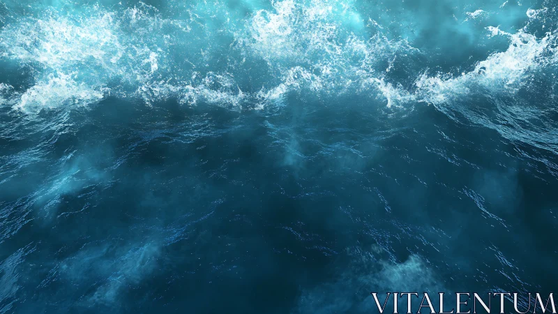 High-energy turquoise ocean surface with foamy breaking waves