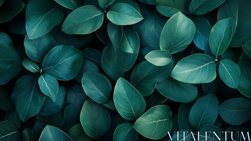 Overlapping teal foliage forms a dense, low-key botanical surface