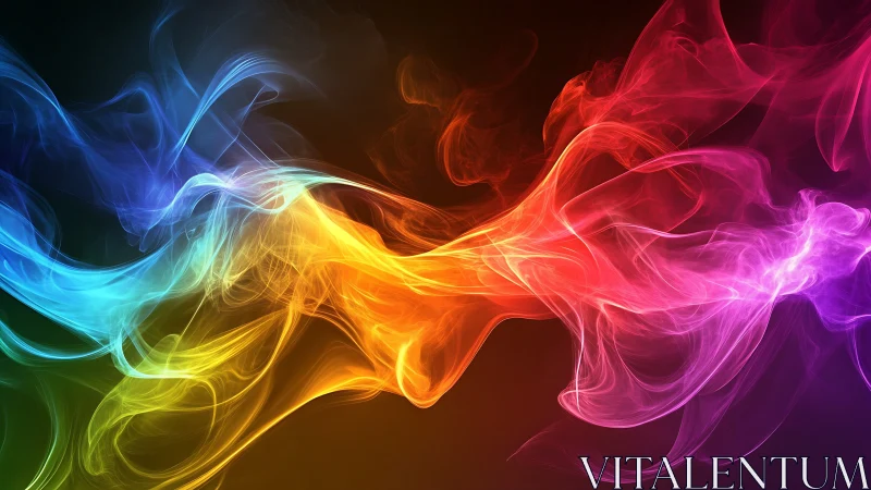 Prismatic smoke rivers colliding in a neon twilight storm.