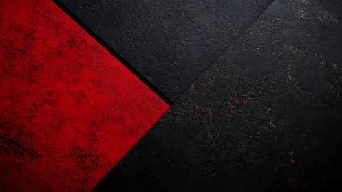 Intersecting red and black textured panels form diagonal geometry