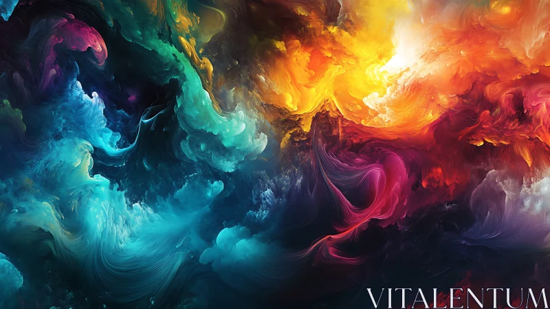 Bipolar nebular vortex with turbulent cyan and magenta fireclouds